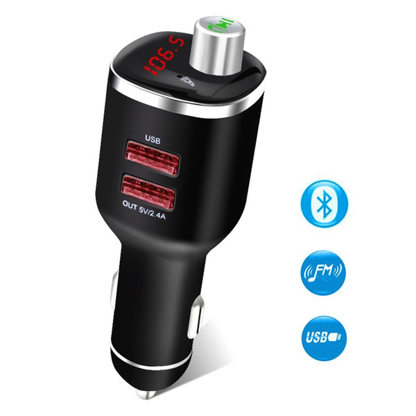 New Portable Bluetooth Aux Dual USB Car Charger Auto Bluetooth Car Kit Wireless Hands Free Calling MP3 Player FM Transmitter