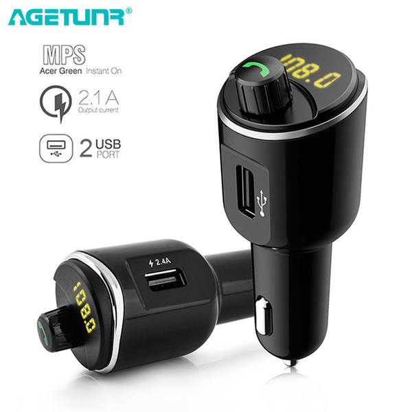 T21 Bluetooth Car Kit Handsfree Set FM Transmitter MP3 Music Player 5V 2.1A Dual 2 USB Car Charger Support USB Music