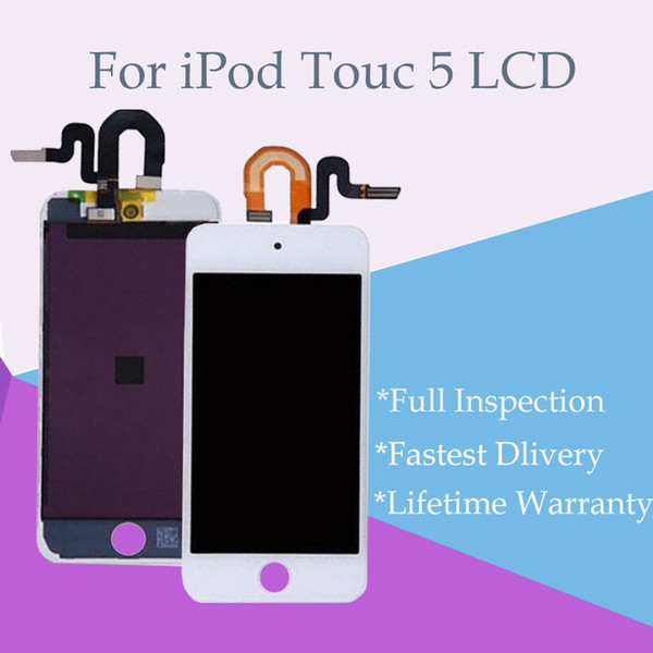 Wholesale Grade A+++ LCD Display Digitizer Assembly Replacement for iPod Touch 5 Black and White Free Shipping