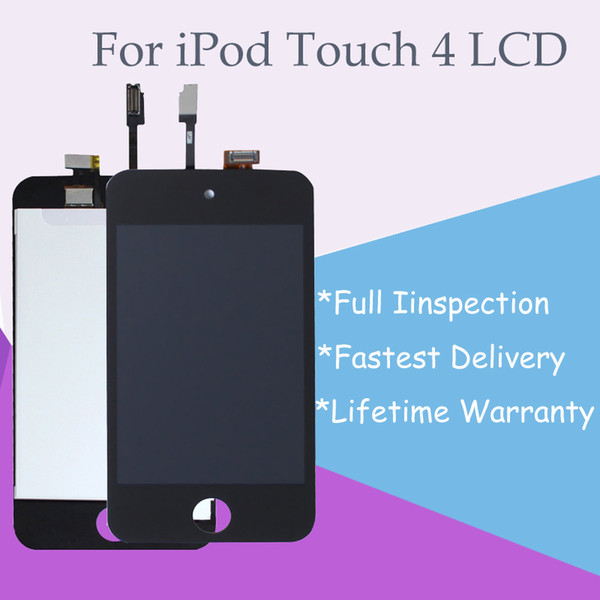 Factory Wholesale Grade A+++ LCD Display Digitizer Assembly Replacement for iPod Touch 4 Black and White Free Shipping