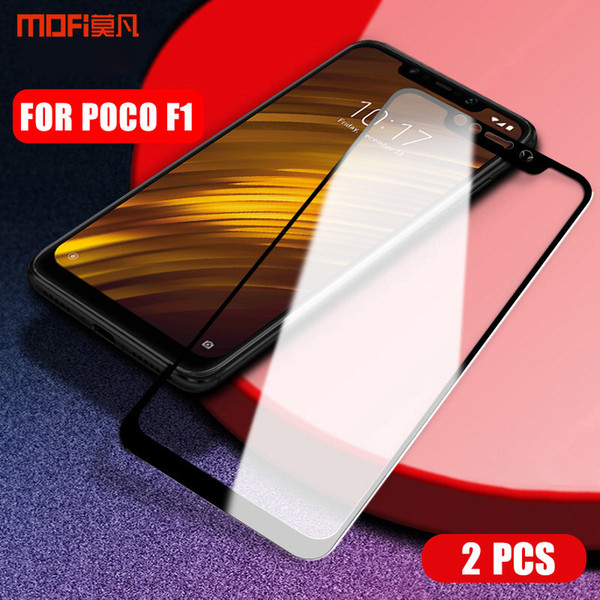 Pocophone F1 Glass For Xiaomi Poco F1 Tempered Glass Film Mofi For Xiaomi Pocophone F1 Full Cover Screen Protector Glass 2pcs J190505