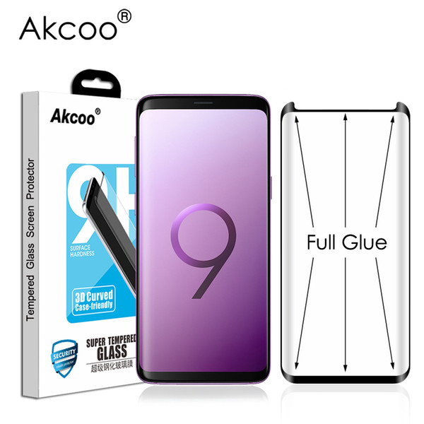 Akcoo S9 Glass Screen Protector Full Glue Adhesive For Samsung Galaxy S9 Plus Tempered Glass Screen Protector Case Friendly Film J190505