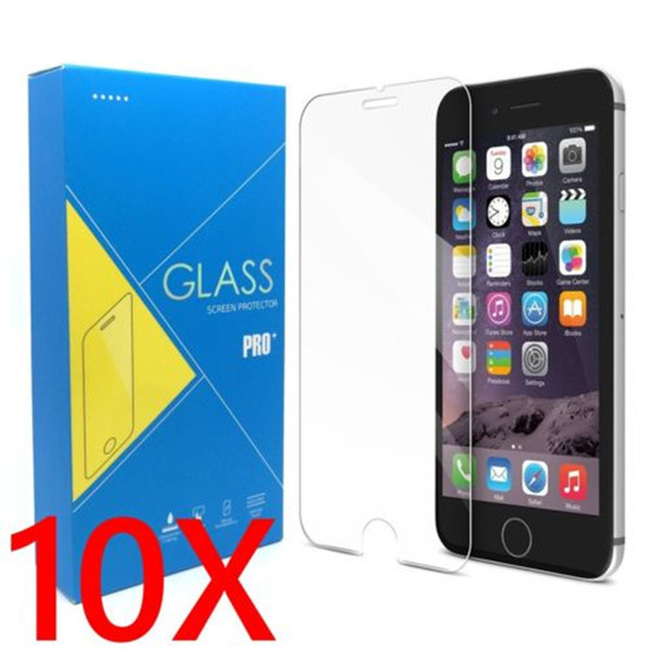 (10 Pack) 0.26mm 9h Premium Tempered Glass Screen Protector Protective Film Guard For Apple Iphone X 5 5s Se /6/7/8 Plus J190505