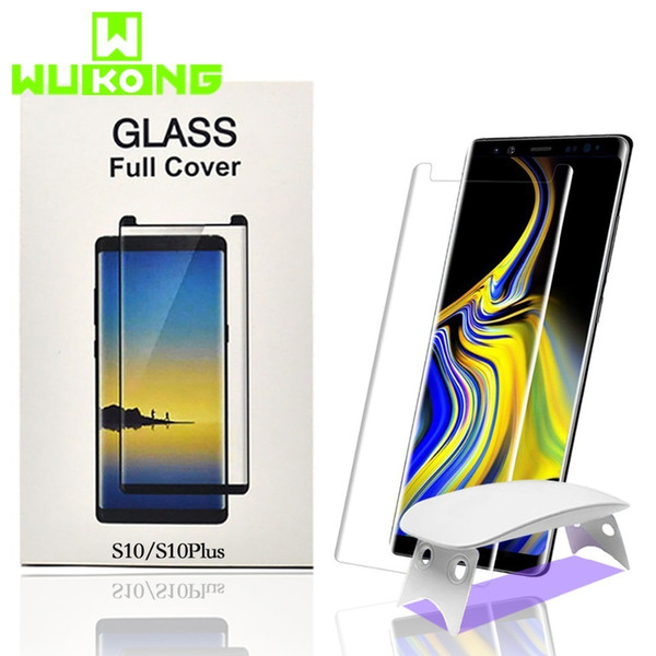 2pcs Screen Protector For Samsung Note9 S8p S9 Plus Full Cover Tempered Glass Liquid Full Glue Uv Light For Galaxy S10 Plus S10e J190505