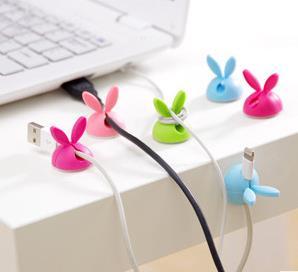 Rabbit ear Desk Wire Cable Organizer Cover USB Charger Cord Holder Earphone Cable Winder Pen Holder Clip Cable Protector