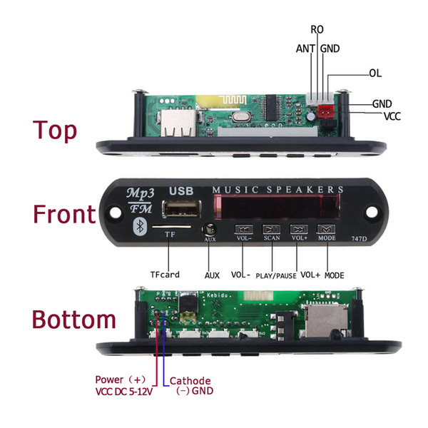 MP3 Player Decoder Board FM Radio TF USB 3.5 mm AUX Module Bluetooth Receiver Car kit Audio for IPhone 8 XS Xiaomi MI