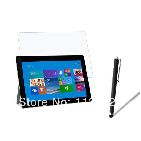 Wholesale-New Glossy Clear LCD Screen Protector Film Films Guards + Stylus Pen for Microsoft surface RT / 2 RT2 10.6inch Free Shipping