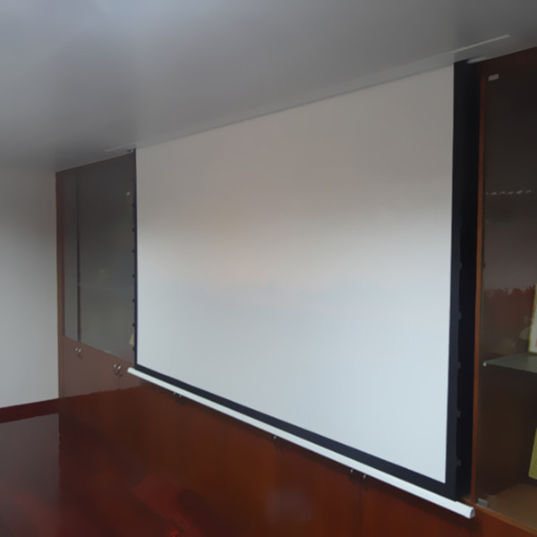 4:3 Recessed ceiling electric projector screen built in projector inceiling screen with fiberglass, RF remote control