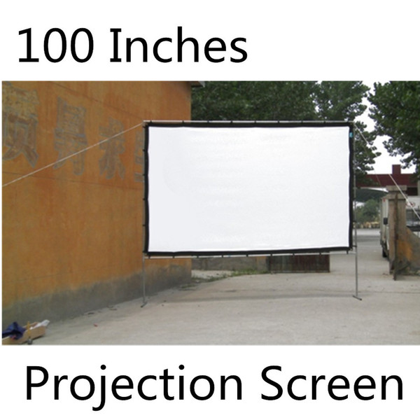 Wholesale-100 Inches Portable Projection Screen White Screen Multimedia Projector Used Front Projection Screen Wall