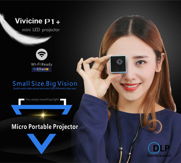 4k Mini Projector P1+ WIFI , 1080P Pocket Size Smart Micro Proyector,Support Miracast DLNA Airplay ,Built-in Battery Pico Beamer wholesale