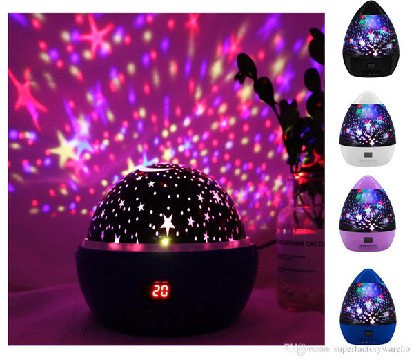 1PCS Star projection lamp stars moon colorful rotating USB lights color diamond star projector LED night light