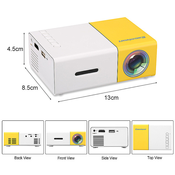 Factory Selling YG300 LED Portable Projector 400-600LM 3.5mm Audio 320 x 240 Pixels YG-300 HDMI USB Mini Projector Home Media Player