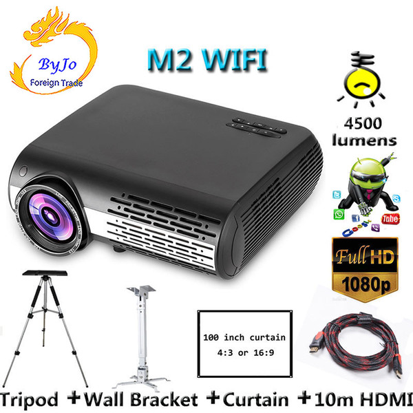 Poner Saund M2 WIFI LED projector 4500 Lumens FULL HD 1080P Android 6.0 Support HDMI USB VGA AV 100 Inch Screen Tripod Wall Bracket Optional