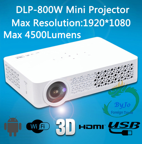 DLP-800W Mini projector 3D 1080p Projector,Full HD LED Pocket HDMI USB WIFI LED Projector,Built-in Android 4.4 Bluetooth 4.0 DLP800W