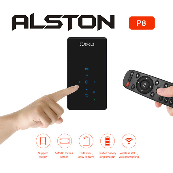 ALSTON P8 Mini HD projector 80ANSI lumens easy to carry home 1080P projector with battery