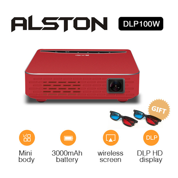 ALSTON DLP100W Pocket HD DLP Projector 150ANSI Lumen high brightness Micro Wireless Portable 3D mini projector