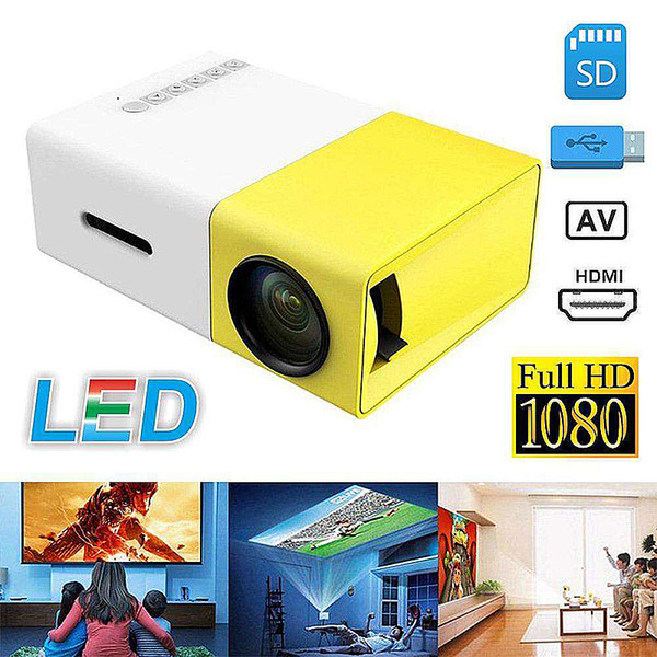 YG300 LED Portable Projector 400-600LM 3.5mm Audio 320x240 Pixels YG-300 HDMI USB Mini Projector Home Media Player High Quality