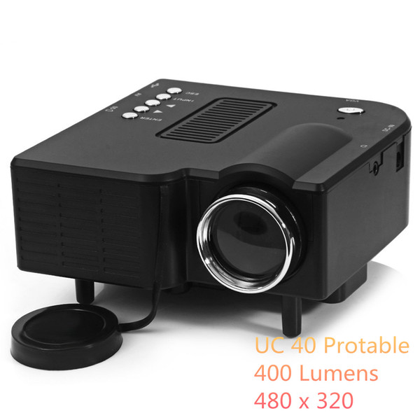 Wholesale-UC-40 Mini LED Projector High Definition 400 Lumens Support AV/SD/VGA/HDMI Pico Portable Proyector Home Cinema Proyector