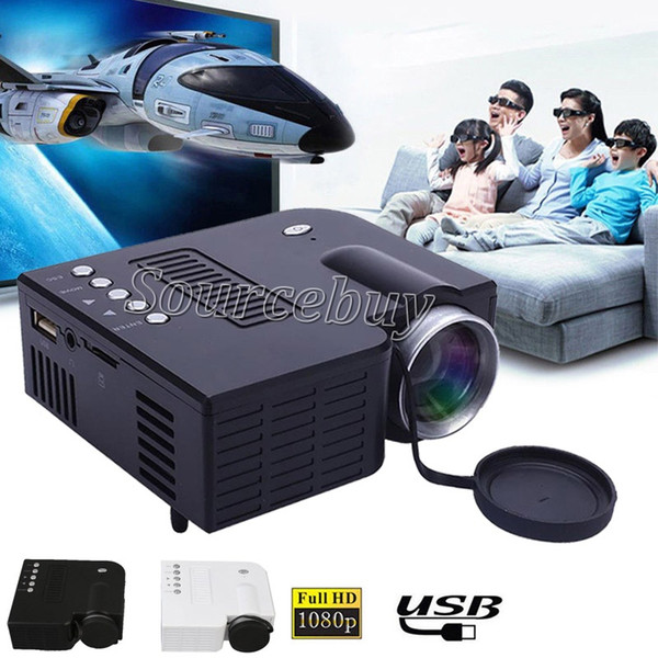 Video Projector UC28B Popular Hot LED Projectors Portable Durable Support TF Card 4: 3/16: 9 Teaching Home Theater Cinema Gaming Black White