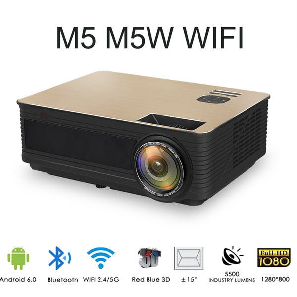 M5 M5W 4000 Lumen LCD Projector 1080P LED Projector Support HDMI VGA USB Android 6.0 WiFi Bluetooth Projector Built-in HIFI Sound Proyector