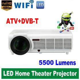 Factory Price !!! LED96 5500lumens Video HDMI USB TV 1280x800 Full HD 1080P Home Theater 3D LED projector Projetor proyector beamer DHL