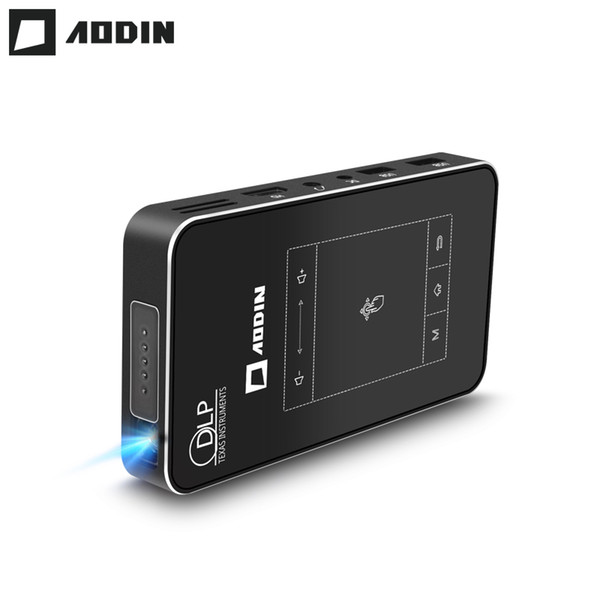 Wholesale- AODIAN AODIN 1+32G Portable Projector Smart Multi-touch HD DLP Projector HDMI mini Pocket Projector LED Android Home Theater M8S