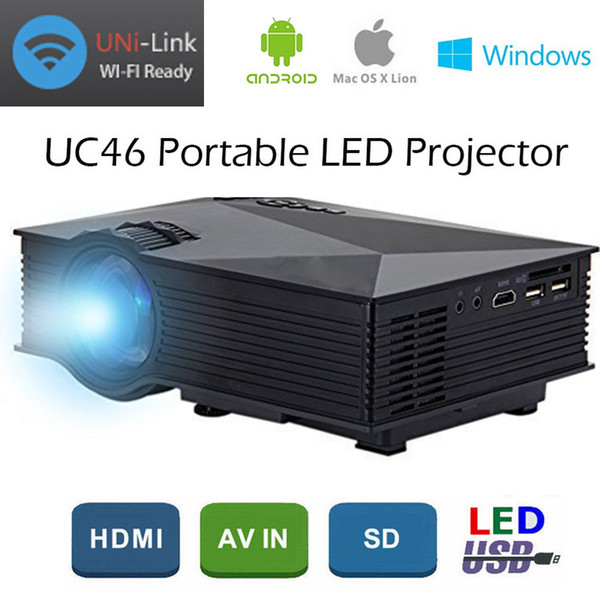 Genuine UNIC UC46+ LCD Projector 1200 Lumens 2.4G WiFi Wireless Portable LED Home Theater Cinema Multimedia 1080P USB/SD/AV/HDMI/VGA/IR UC40