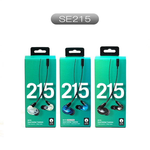 SE215 Earphons Hi-fi stereo Noise Canceling 3.5MM SE 215 In ear DetchableEarphones Wired with Box Special Version