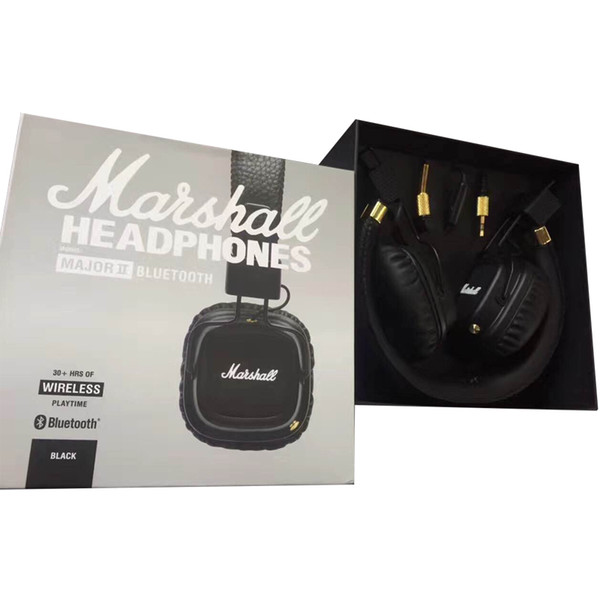 Marshall Major II 2.0 Bluetooth Wireless Headphones in Black DJ Studio Headphones Deep Bass Noise Isolating headset for iPhone Samsung