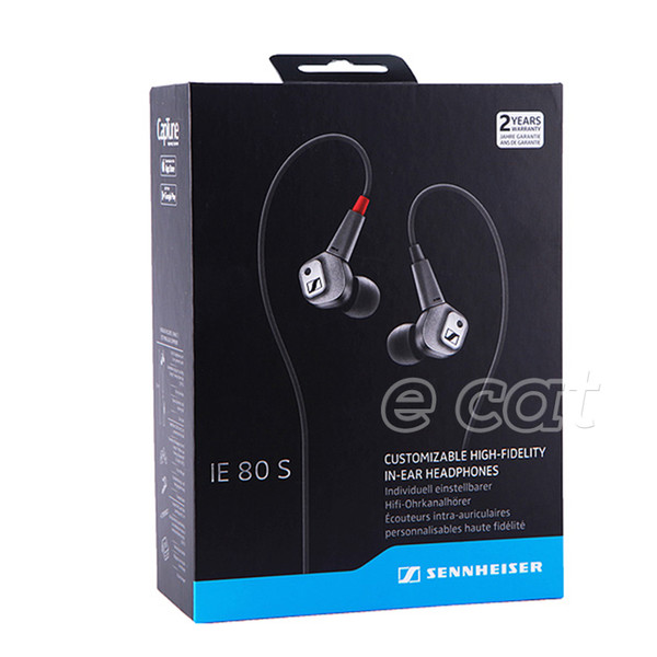 High quality IE80S In-Ear Headphones High Quality High-Fidelity Earphones Wired Earbuds Headphone Fully sealed with packing box