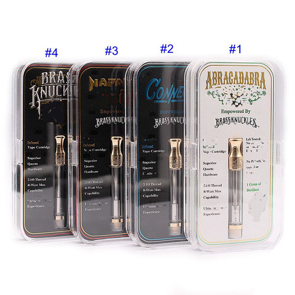 Brass Knuckles Pyrex Glass Golden Cartridge Vaporizer Ceramic Coil 510 Thread Dual Coil Atomizer OEM Available Vape E Cigarette