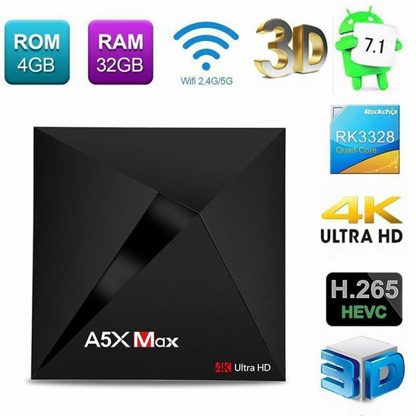 wholesale A5X MAX andriod 8.1 TV box 4GB 32GB RK3328 Quad-Core 4K WIFI USB 3.0 TPTV Media Player