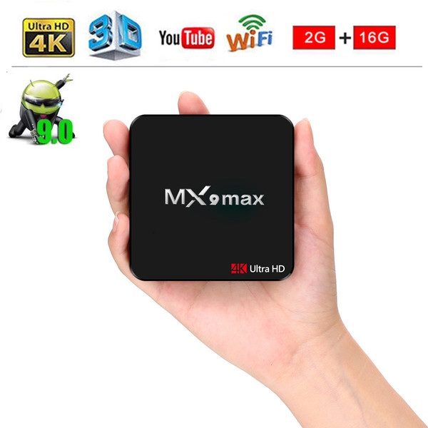 New arrival android 9.0 TV BOX MX9 max RK3328 Quad-core 2GB/16GB 2.4GWIFI HDMI&USB3.0 H.265 set top box