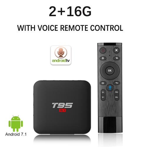 T95 S1 Android 7.1 TV BOX 2GB 16GB Amlogic S905W Quad Core 2.4GHz WiFi Media Player Smart Box Voice Remote Control