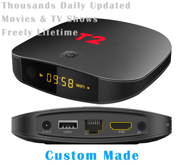 10pcs Custom Made T2,Thousands daily updated movies & tv shows, RK3229 Quad core 4K Smart Android 7.1 TV Box 2GB 16GB 1GB/8GB