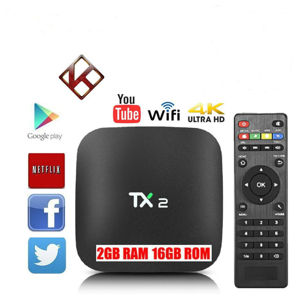 Smart TV box android TX2 2GB 16GB Rockchip RK3229 Quad core Wifi 4K ott tv boxes Better tx3 mini mxq pro