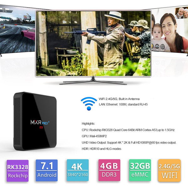 Tv box android 7.1 4GB 32GB MXR PRO RK3328 Quad Core 2.4G/5G Wifi BT4.0 smart iptv set top box