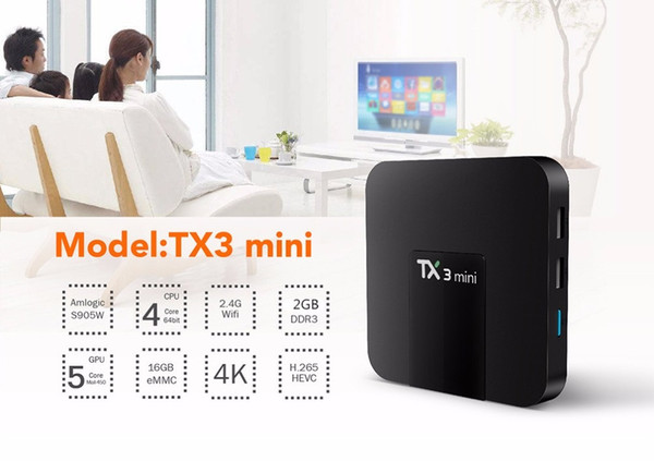 Hot TX3 mini Android 7.1 Smart TV BOX 2GB 16GB Amlogic S905W Quad Core Set-top box H.265 4K WiFi IPTV Box