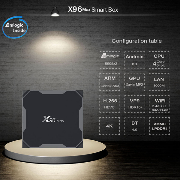 Tv box android 8.1 Amlogic S905X2 X96MAX 4GB 32GB tv box Quad Core 2.4G&5GHz Wifi 1000M H.265 4K iptv box