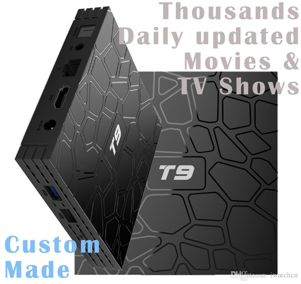 50pcs T9 Custom Made Rockchip RK3328 Quad core 4K Smart Android8.1 TV Streaming Box 4GB 32GB/64GB Thousands daily updated movies & tv shows