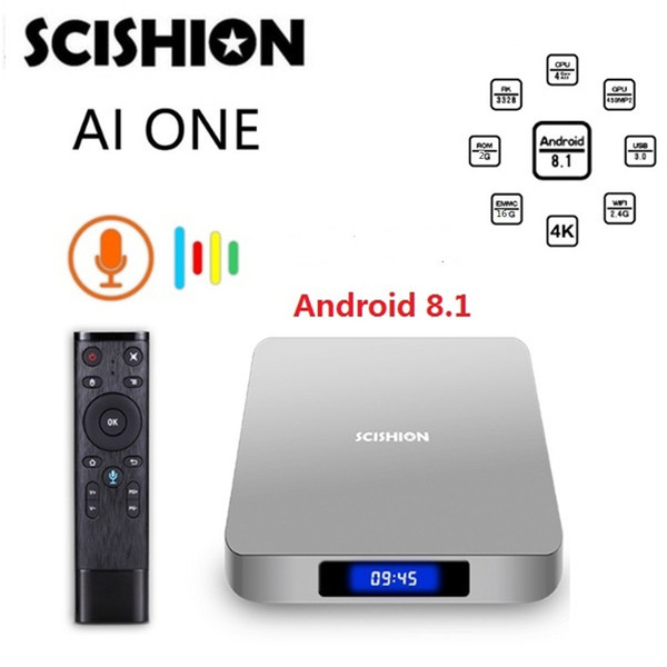 Voice Control tv box Android 8.1 Smart AI ONE 2GB 16GB WiFi Bluetooth 4.0 Rockchip 3328 iptv box with youtube netflix