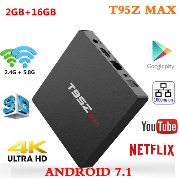 T95Z MAX Amlogic S912 Octa Core Andorid 7.1 TV BOX Dual WiFi BT4.0 4K Google Play 2GB 16GB iptv box