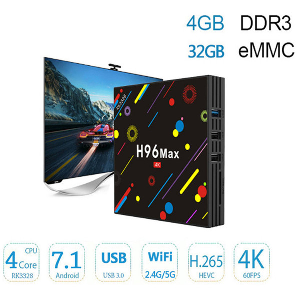 4GB 32GB Android 7.1 TV Box H96 Max 4K Streaming Media Player 2.4G 5G Dual Band Wifi Better MX10 S8 Max