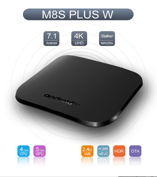 2018 M8S PLUS W TV BOX support WiFi Stalker MAG25x 4K UHD Android 7.1 TV Boxes Quad Core 2GB 16GB OTA update S905W TV Box Media Player