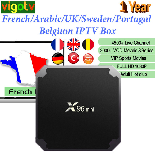 1 Year Vigotv X96 mini Android 7.1 Smart IPTV Box 4500 Live Europe French Italy UK German Arabic Belgium Sweden Poland IPTV M3u