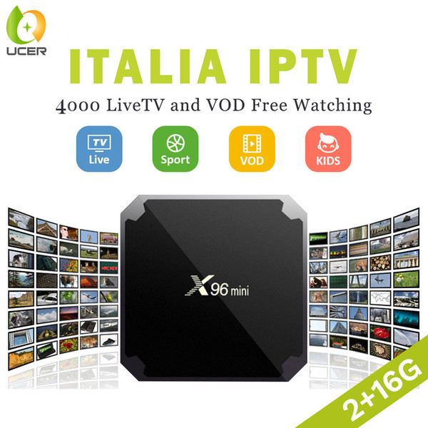 ucer X96mini box android 7.1 OS smart tv 2GB 16GB Amlogic S905w Quad Core Set-Top Box with italy iptv subscription list code