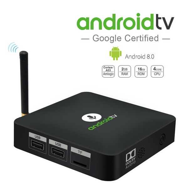 MECOOL KM8 ATV Android 9.0 Google Voice Control TV Box Androidtv 2GB 16GB Amlogic S905X Support Google Home & Cast 3D BT4.2 4K Media Player