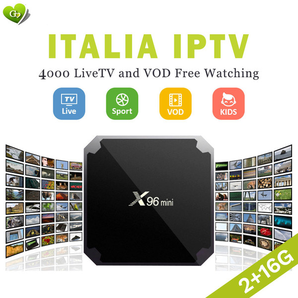 X96 mini Smart Android TV box 2GB 16GB with italy IPTV subscription live vod 4000+ channels S905W Quad Core TV boxes