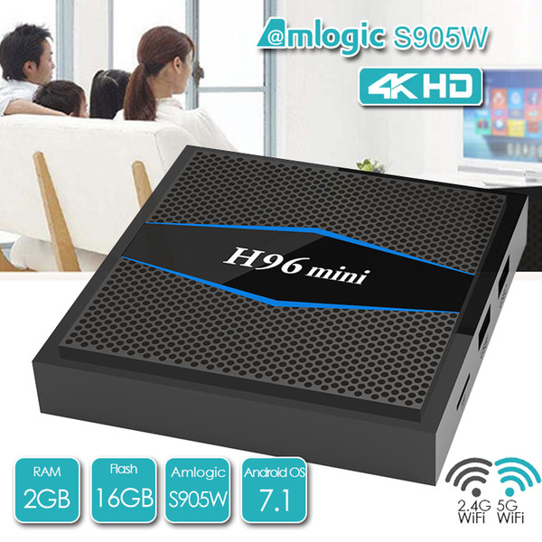 H96 Mini Smart TV Box Android 7.1 S905W 2GB 16GB 2.4/5G Dual-band Wifi Bluetooth 4.0 LAN 100M H.265 4K Media player X96 mini