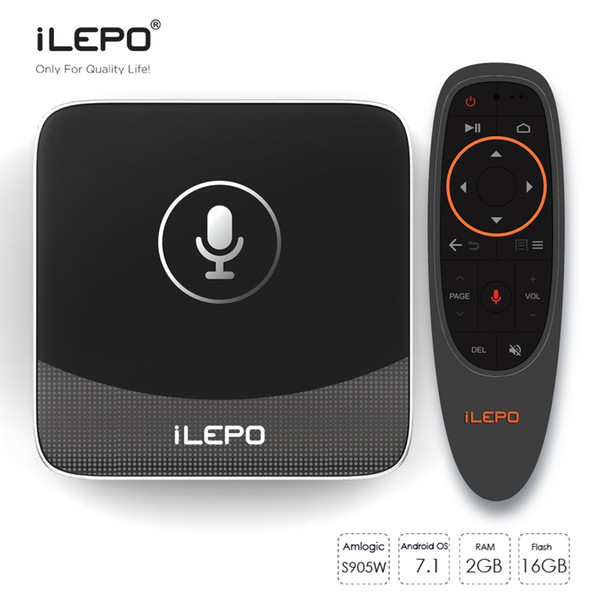 Google Voice Control TV BOX iLEPO i18 Android 7.1 TV Box Amlogic S905W 2GB 16GB Quad Core Media Player support WiFi Lan TV streaming